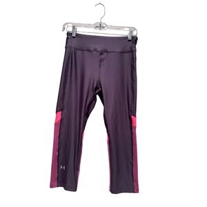 Under Armour Heatgear‎ Alpha Gray Pink Cropped Compression Leggings Medium NWT